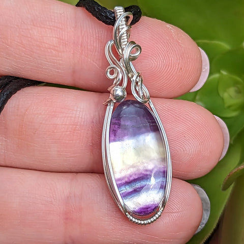 Fluorite & Mother of Pearl Doublet Pendant in Sterling Silver