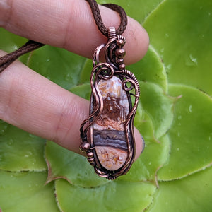 Rosetta Jasper Wire Wrapped Oxidized Copper Pendant