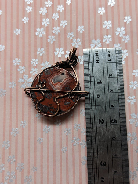 Crazy Lace Planet Wire Wrapped Oxidized Copper Pendant