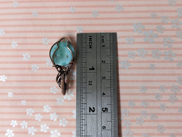 Larimar Wire Wrapped Oxidized Copper Pendant