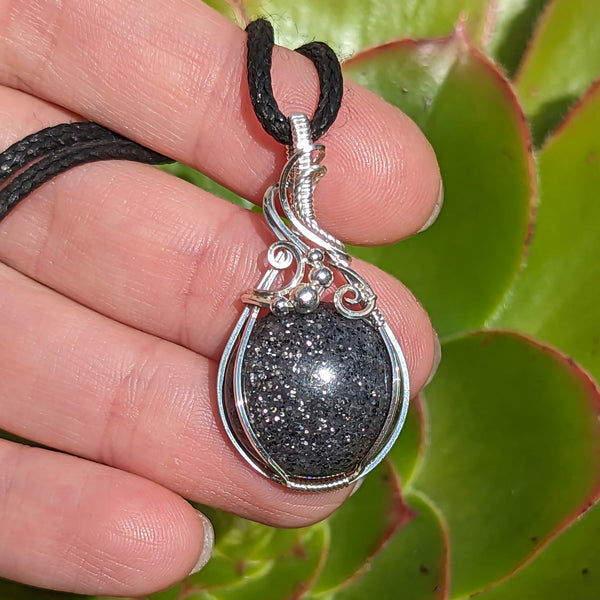 Galaxy Quartz Wire Wrapped Sterling Silver Pendant