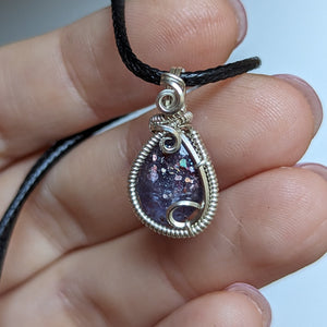 Iolite Sunstone Wire Wrapped Pendant in Sterling Silver