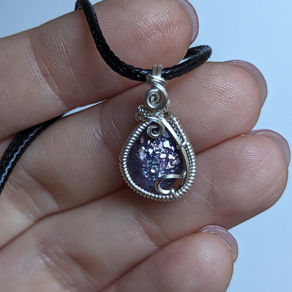 Iolite Sunstone Wire Wrapped Pendant in Sterling Silver
