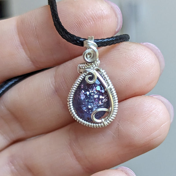 Iolite Sunstone Wire Wrapped Pendant in Sterling Silver