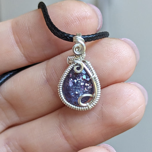 Iolite Sunstone Wire Wrapped Pendant in Sterling Silver