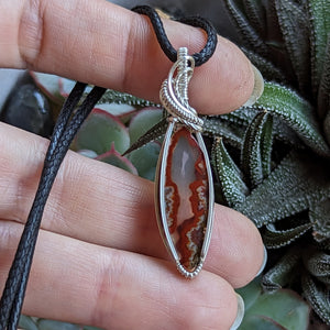 Crazy Lace Agate Wire Wrapped Sterling Silver Pendant