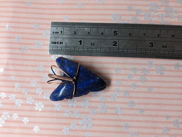 Lapis Lazuli Lotus Wolf Head Pendant in Oxidized Copper