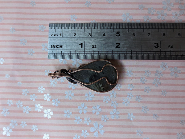 Labradorite Wire Wrapped Oxidized Copper Pendant