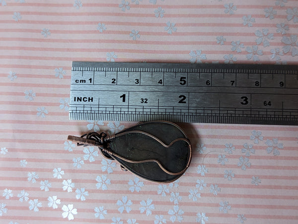 Labradorite Wire Wrapped Oxidized Copper Pendant