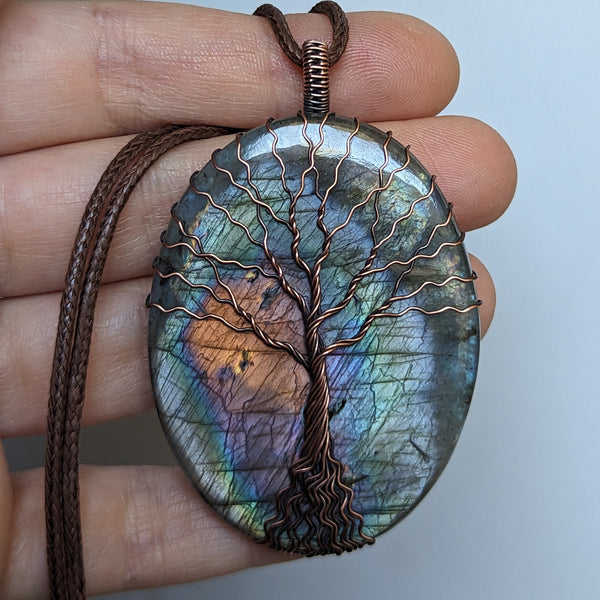 Labradorite Tree of Life Pendant in Oxidized Copper