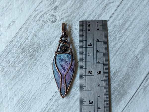 Dyed Palm Root Pendant in Oxidized Copper