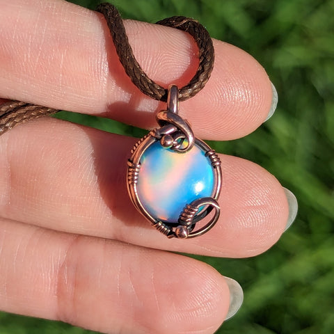 Aurora Opal Mini Pendant in Oxidized Copper