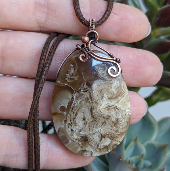 Swirly Resin Oxidized Copper Pendant