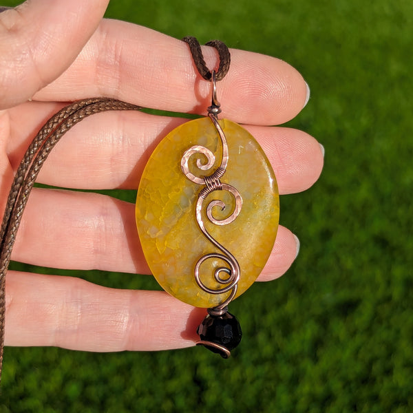 Dragon Vein Agate Oxidized Copper Pendant