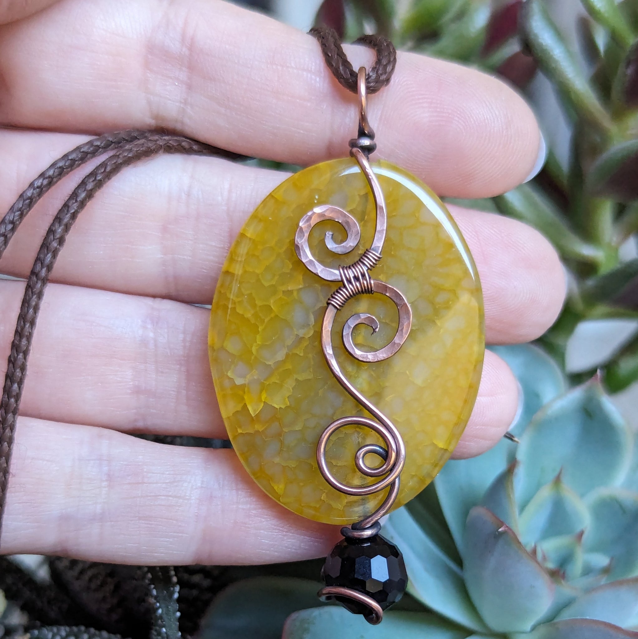 Dragon Vein Agate Oxidized Copper Pendant