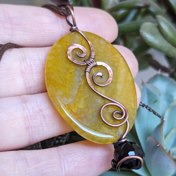 Dragon Vein Agate Oxidized Copper Pendant