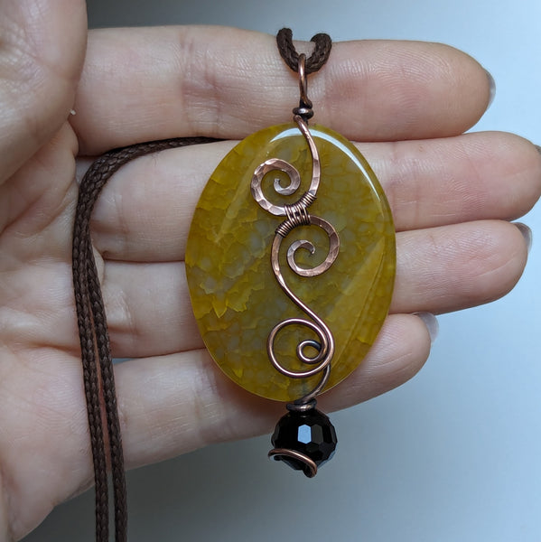 Dragon Vein Agate Oxidized Copper Pendant