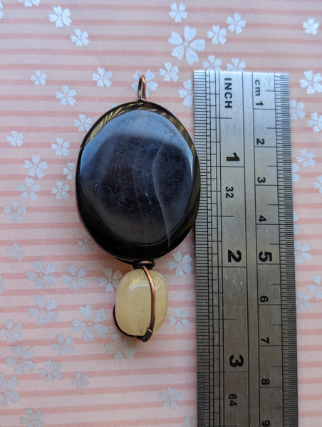 Onyx Agate Oxidized Copper Pendant