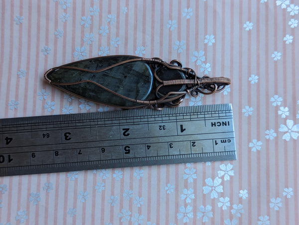 Labradorite Goddess Wire Wrapped Pendant in Oxidized Copper