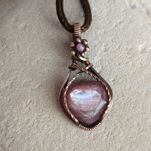 Lepidolite Mica Pendant in Oxidized Copper