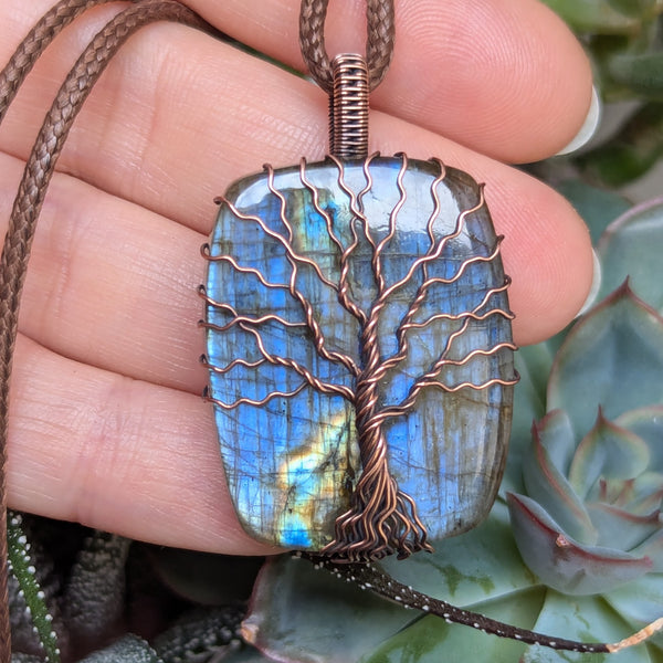 Labradorite Tree of Life Wire Wrapped Oxidized Copper Pendant