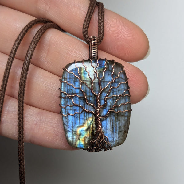 Labradorite Tree of Life Wire Wrapped Oxidized Copper Pendant