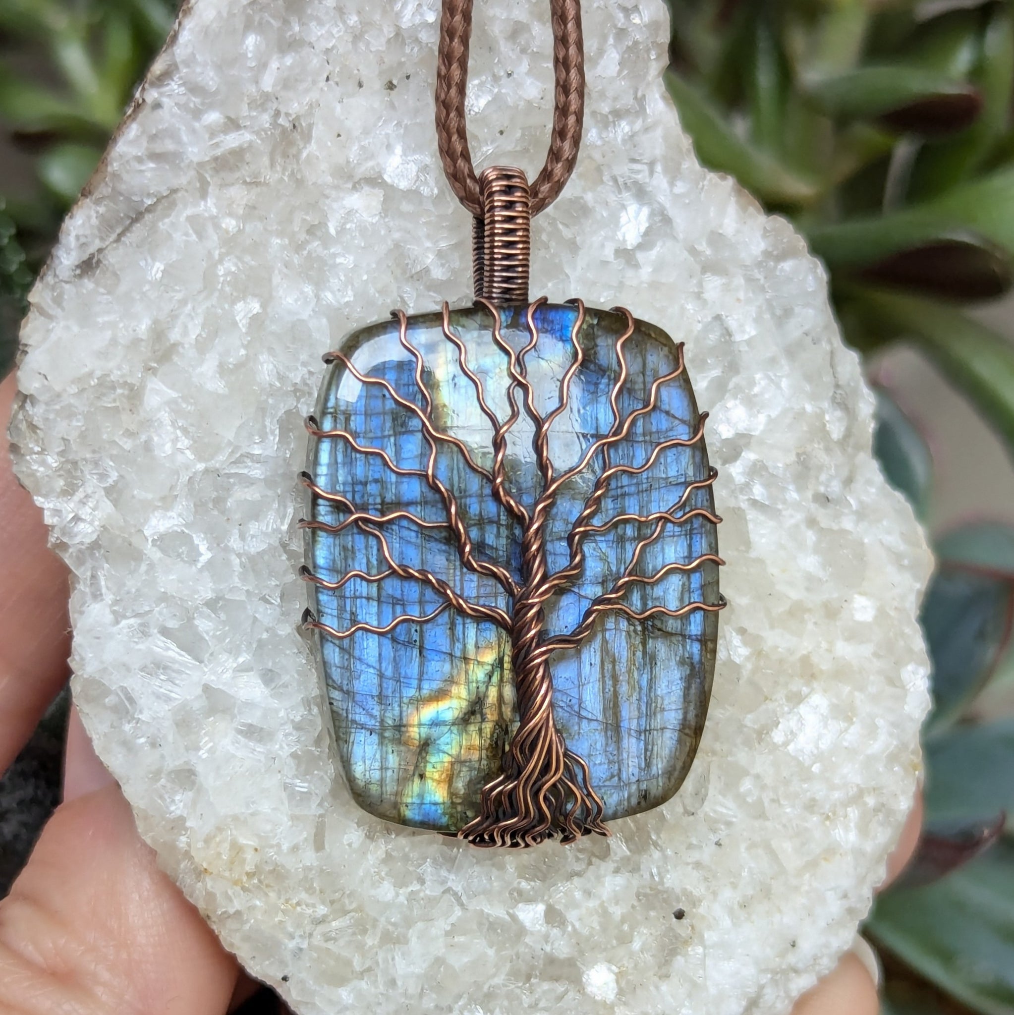 Labradorite Tree of Life Wire Wrapped Oxidized Copper Pendant