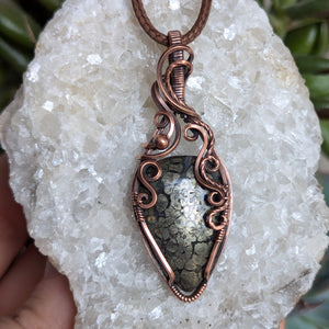 Marcasite Wire Wrapped Oxidized Copper Pendant