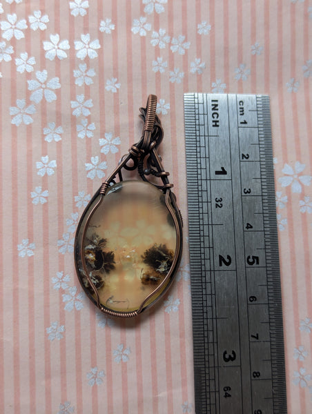 Dendritic Agate Wire Wrapped Oxidized Copper Pendant