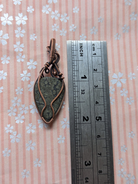 Marcasite Wire Wrapped Oxidized Copper Pendant