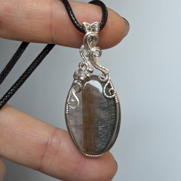 Silver Rutile Quartz Wire Wrapped Sterling Silver Pendant