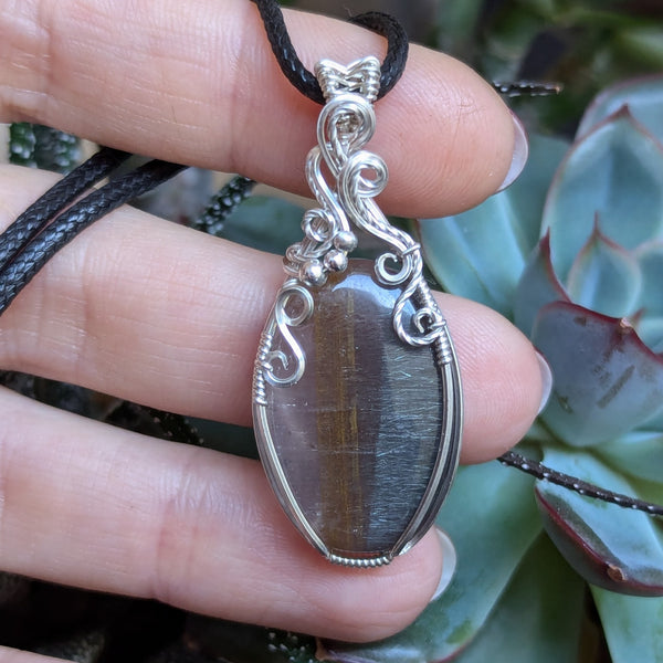 Silver Rutile Quartz Wire Wrapped Sterling Silver Pendant