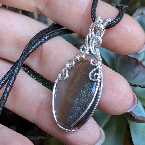 Silver Rutile Quartz Wire Wrapped Sterling Silver Pendant