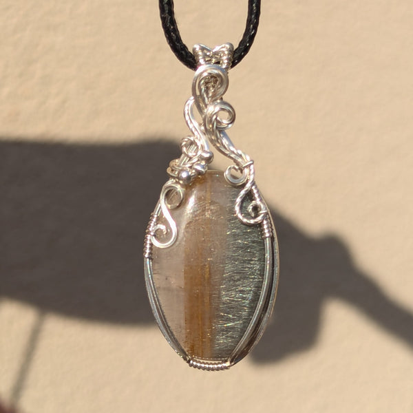 Silver Rutile Quartz Wire Wrapped Sterling Silver Pendant