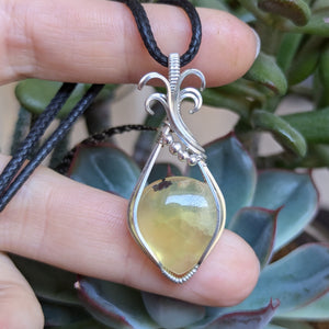 Prehnite Wire Wrapped Sterling Silver Pendant