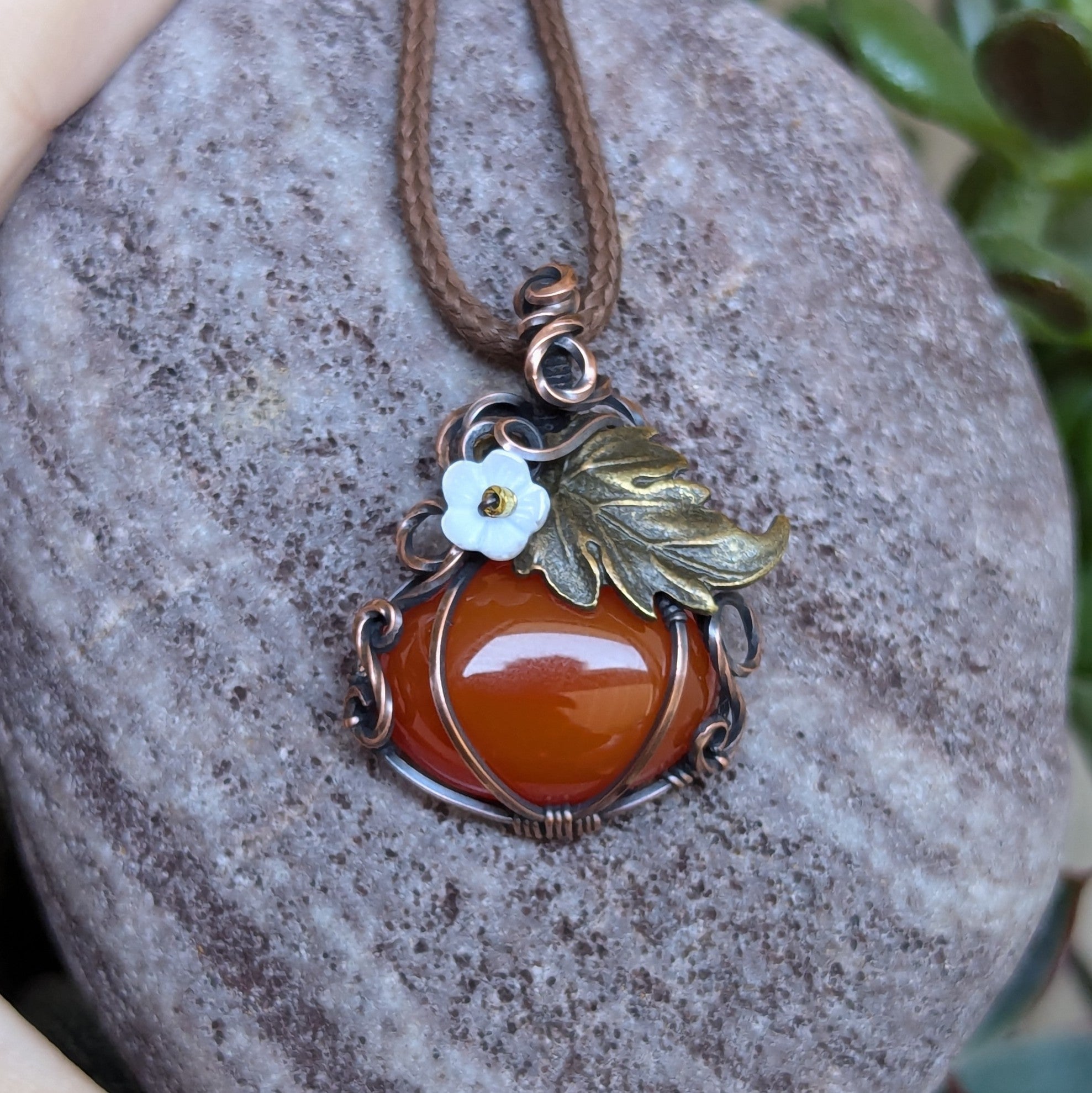 Carnelian Wire Wrapped Stainless Steel Wire Wrapped discount Copper Necklace Pendant