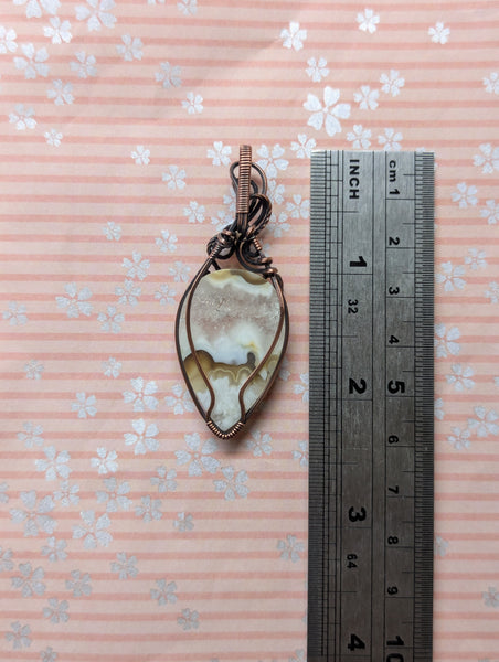 Pseudomorph Agate Wire Wrapped Pendant in Oxidized Copper