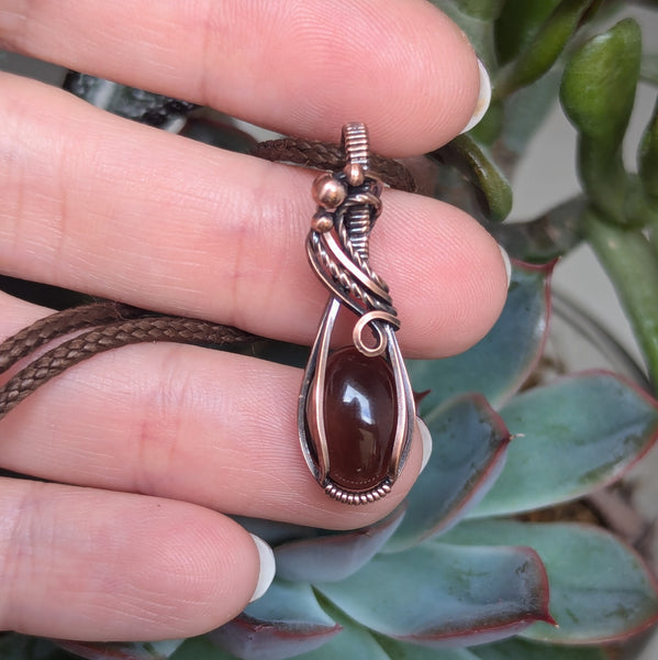 Smoky Quartz Wire Wrapped Mini Pendant in Oxidized Copper