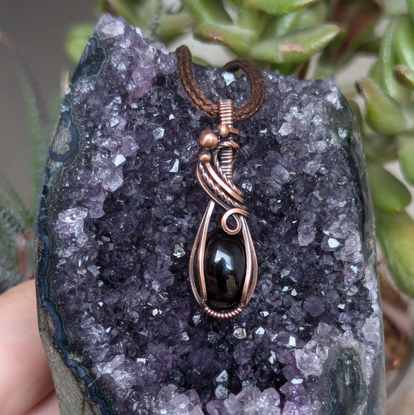 Smoky Quartz Wire Wrapped Mini Pendant in Oxidized Copper