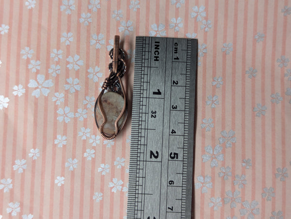 Crazy Lace Agate Wire Wrapped Mini Pendant in Oxidized Copper