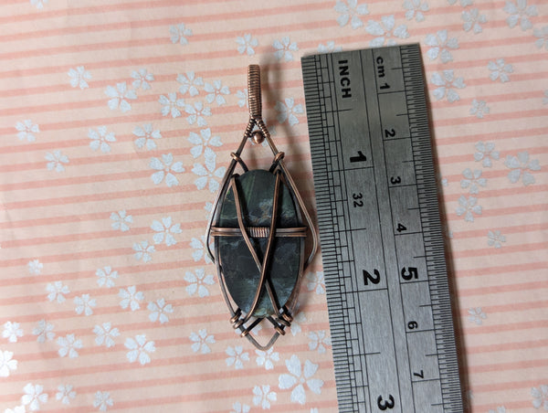 Pietersite Wire Wrapped Pendant in Oxidized Copper