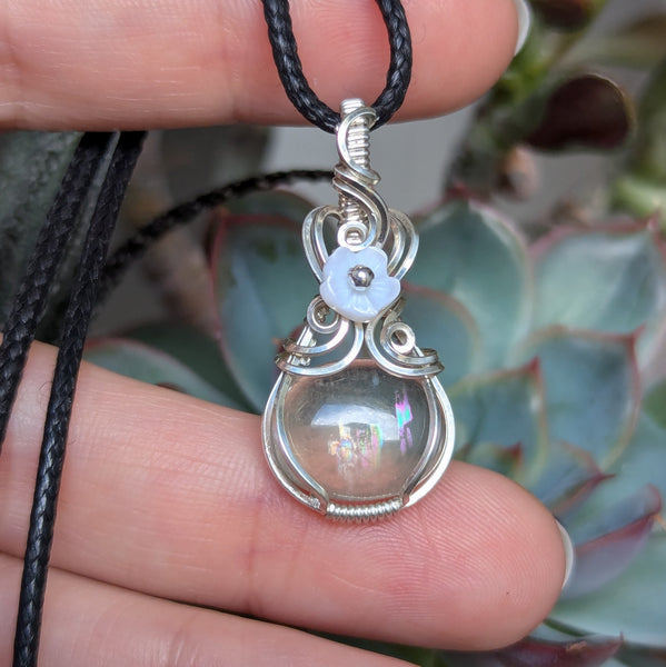 Malawi Moonstone Wire Wrapped Sterling Silver Pendant