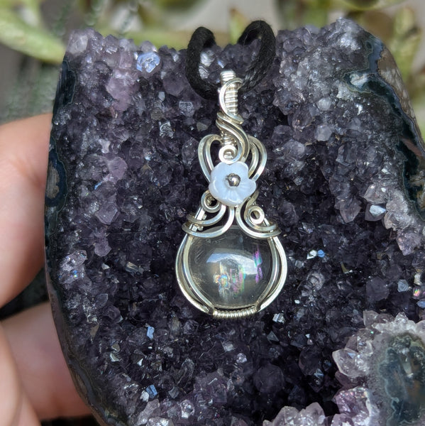 Malawi Moonstone Wire Wrapped Sterling Silver Pendant