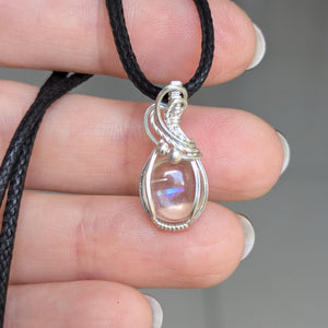 Malawi Moonstone Wire Wrapped Sterling Silver Pendant