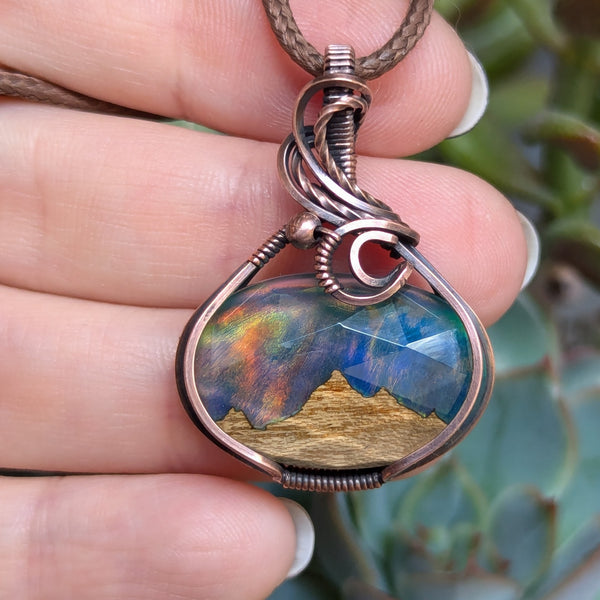 Scenic Mountains Wire Wrapped Pendant in Oxidized Copper