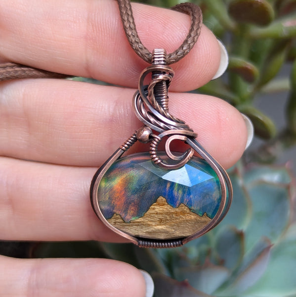 Scenic Mountains Wire Wrapped Pendant in Oxidized Copper