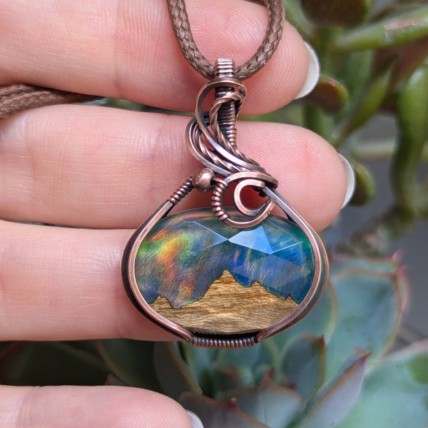 Scenic Mountains Wire Wrapped Pendant in Oxidized Copper