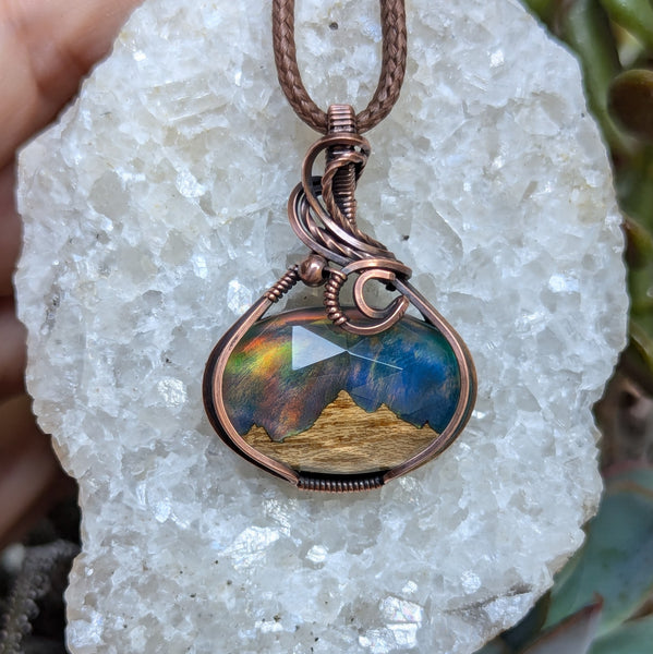 Scenic Mountains Wire Wrapped Pendant in Oxidized Copper