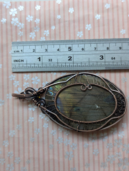 Labradorite Tree of Life Wire Wrapped Pendant in Oxidized Copper