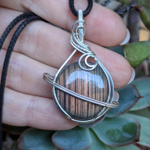 Labradorite Wire Wrapped Planet Pendant in Sterling Silver